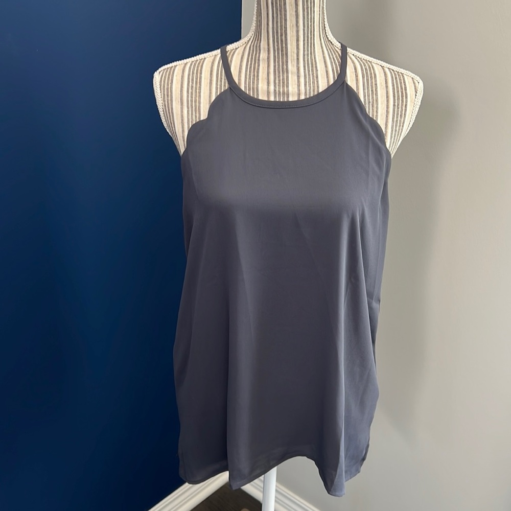 Loft Halter Cami with Scallop Detail - Gray